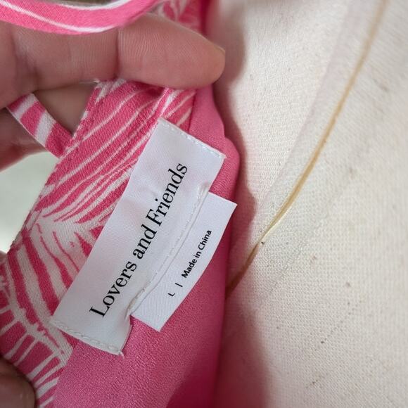 Lovers + Friends Makena Fuchsia Leaf Print Midi Sleeveless Dress, size L - Picture 4 of 11